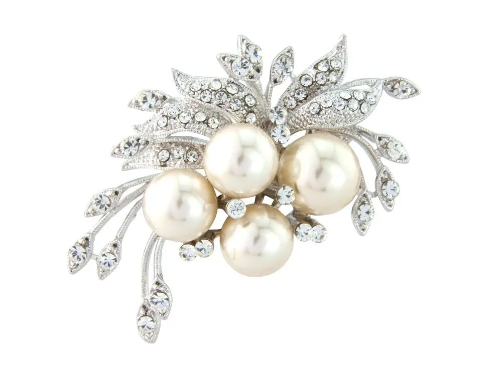 Nola Crystal and Pearl Brooch