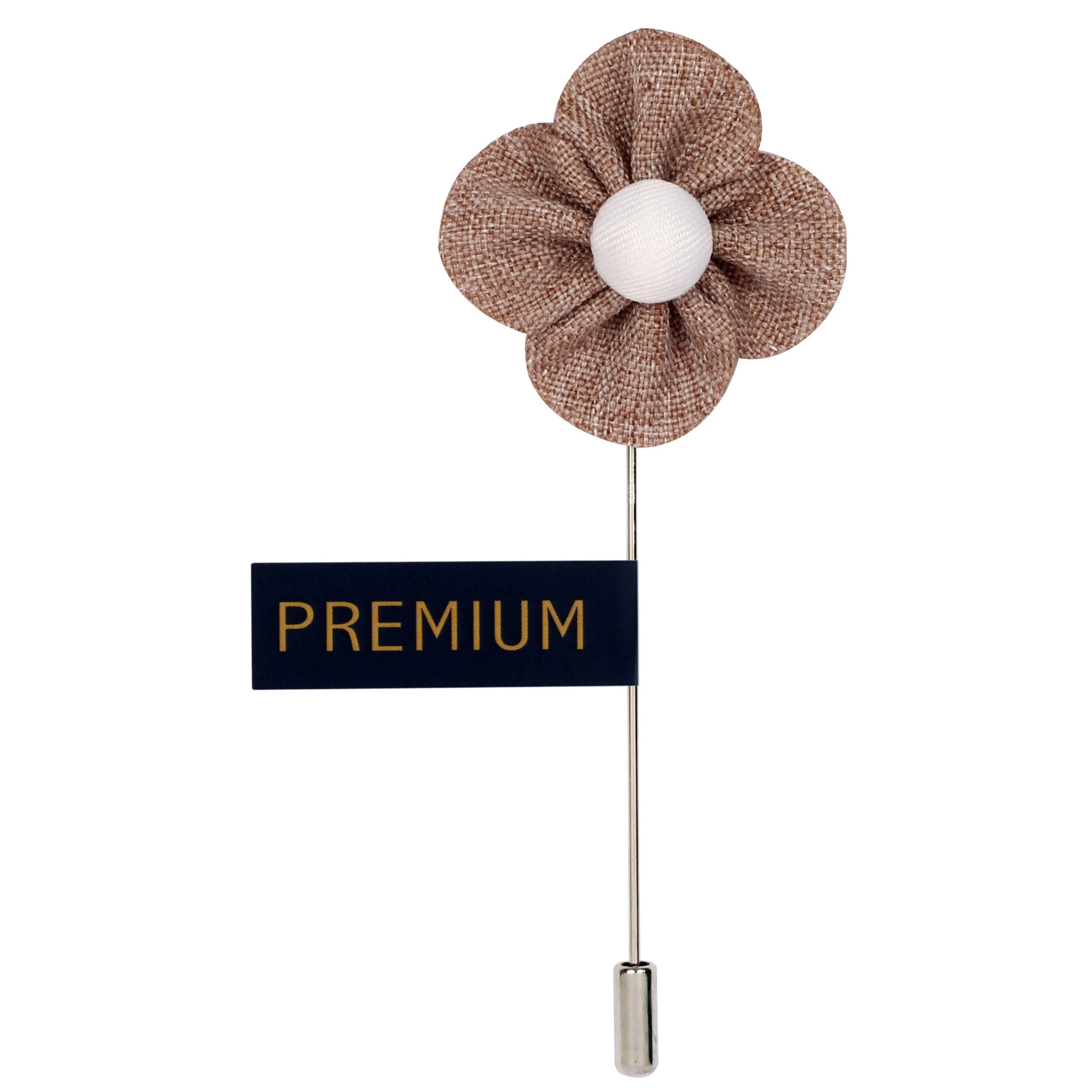Peluche The Four Petal Flower Khaki Brooch Lapel Pin