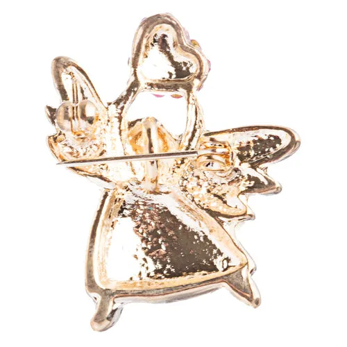 Pink Ribbon Jewelry Breast Cancer Awareness Angel Heart Charm Brooch Pin BH90