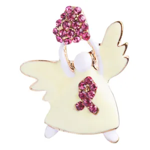 Pink Ribbon Jewelry Breast Cancer Awareness Angel Heart Charm Brooch Pin BH90