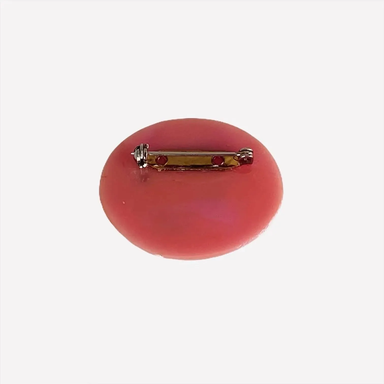 Pretty Pink Vintage Plastic Brooch with Embedded Flowers