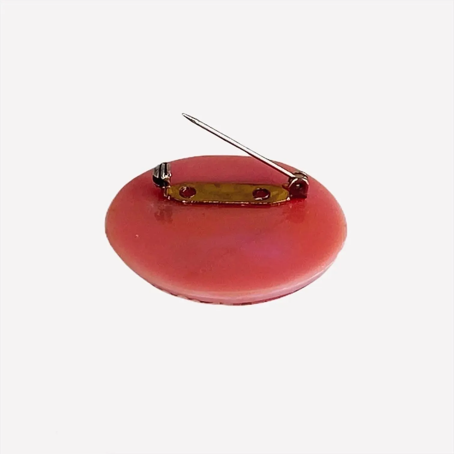 Pretty Pink Vintage Plastic Brooch with Embedded Flowers