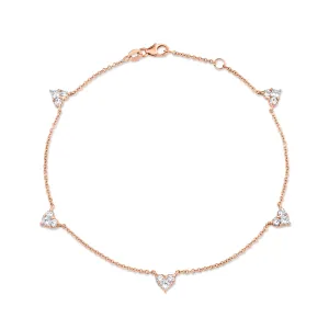 READY TO SHIP DIAMOND 5 HEART ANKLET