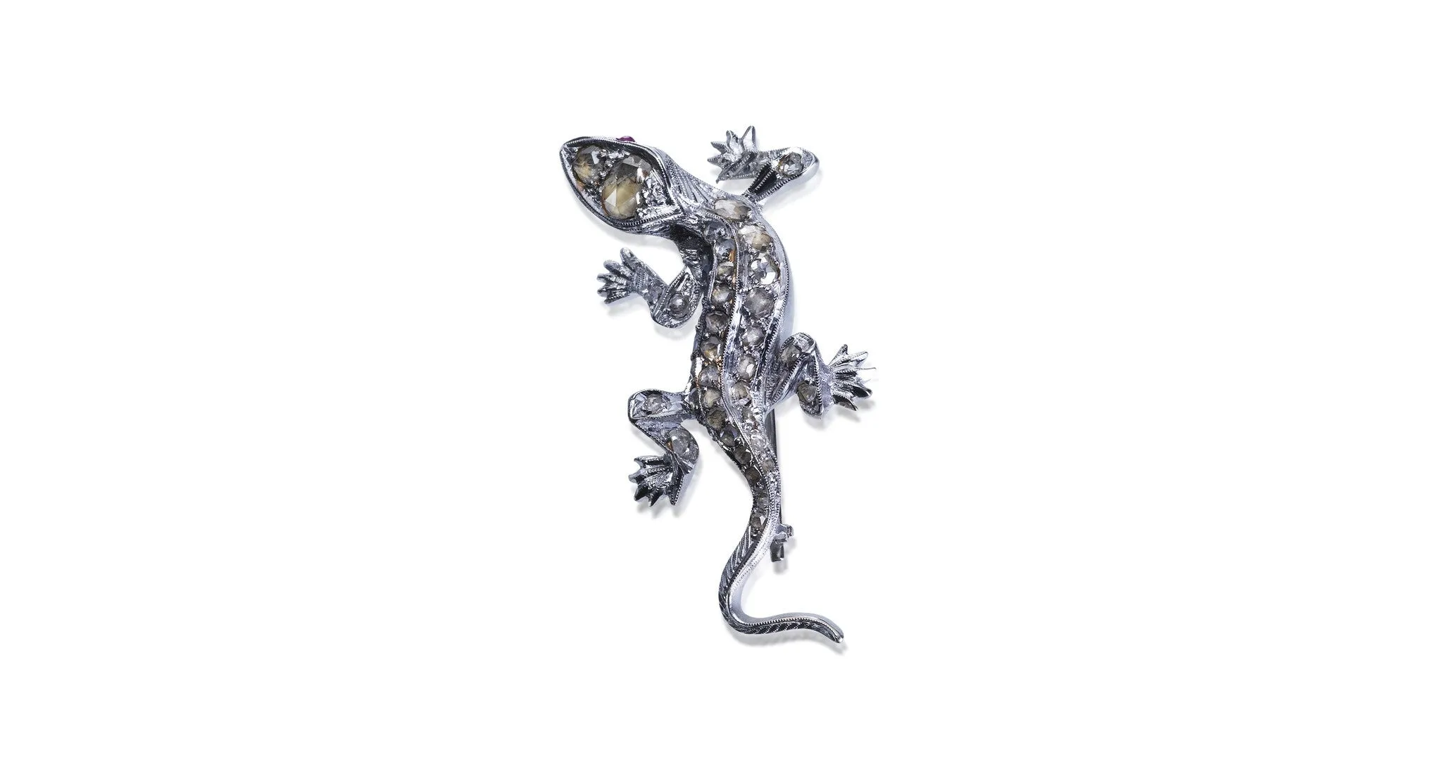 Rose Cut Diamond Lizard Pin