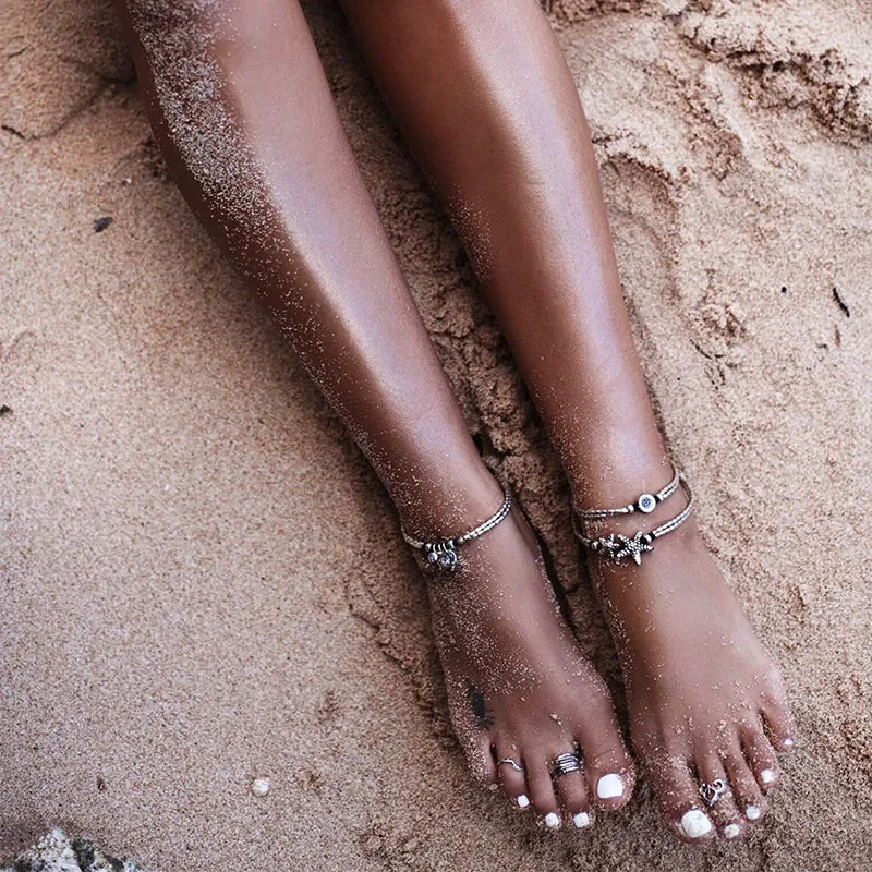 Round Starfish Yoga Pendant Anklet
