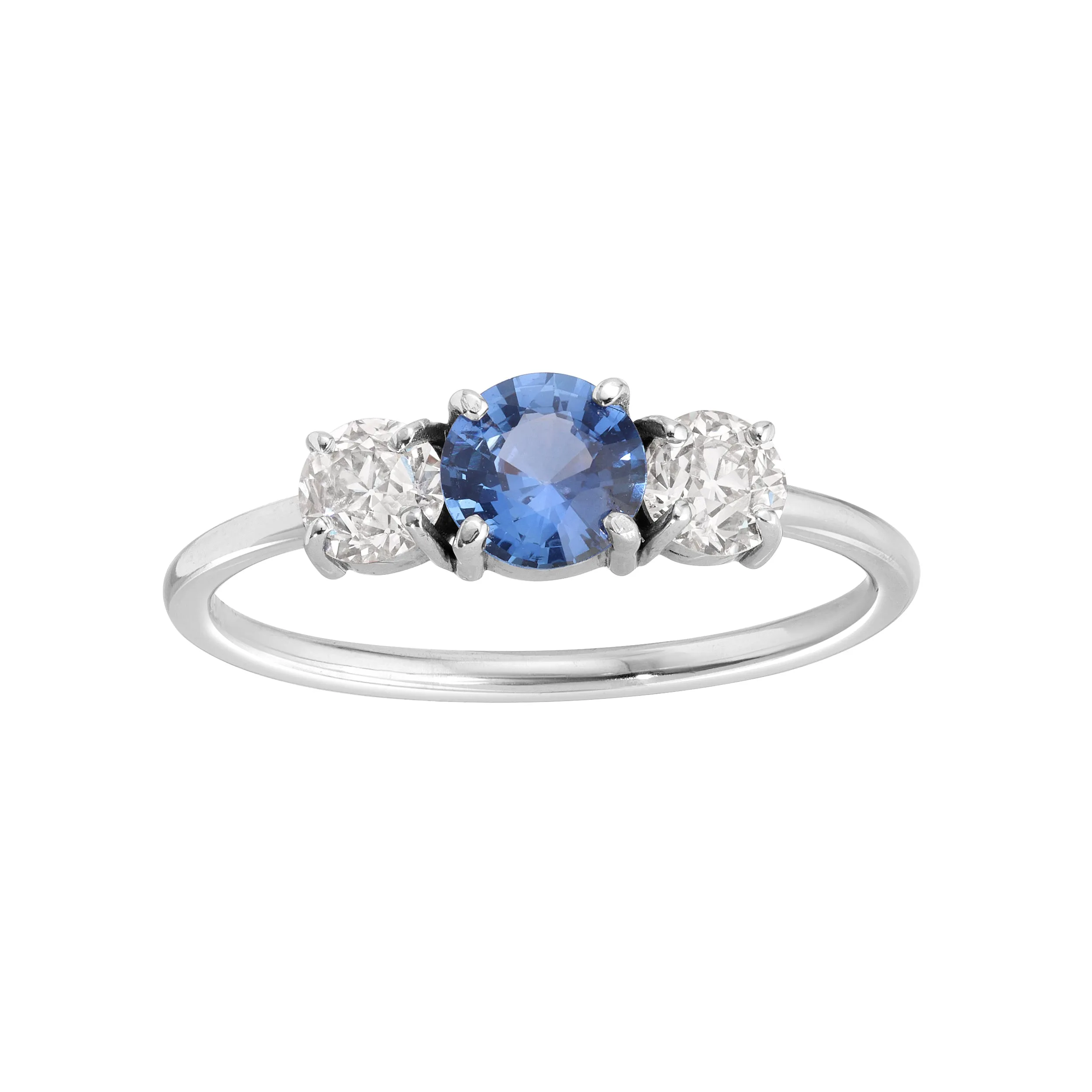 SAPPHIRE AND DIAMOND THREE STONE RING