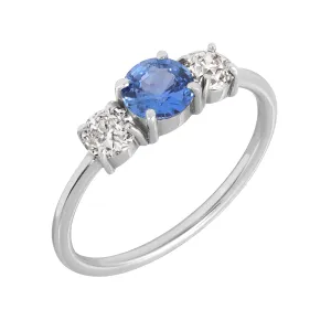 SAPPHIRE AND DIAMOND THREE STONE RING