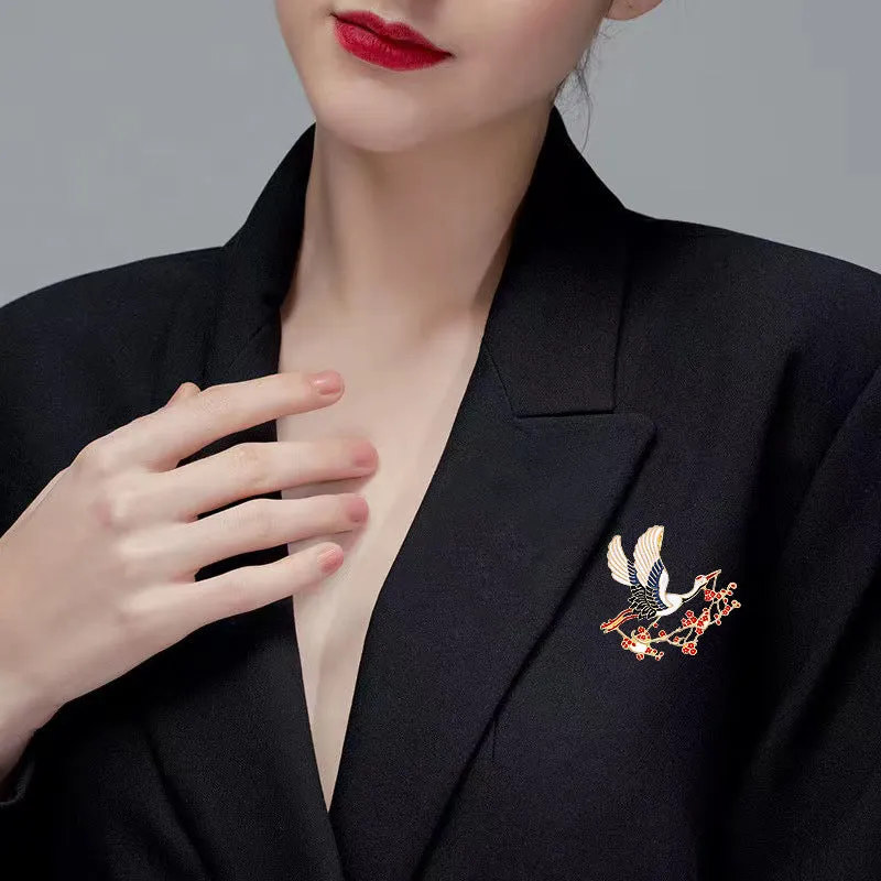 SB324 - Retro Crane Brooch