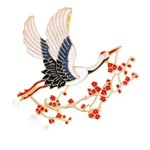 SB324 - Retro Crane Brooch