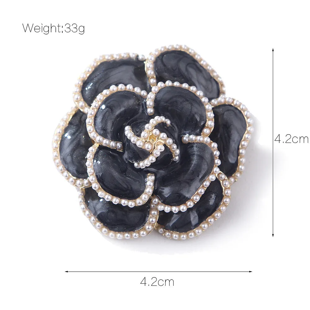 SB337 - Retro Camellia Pearl Brooch