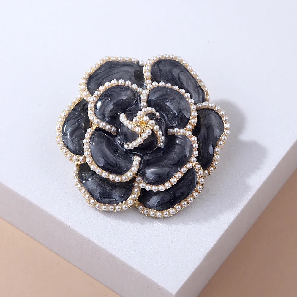 SB337 - Retro Camellia Pearl Brooch