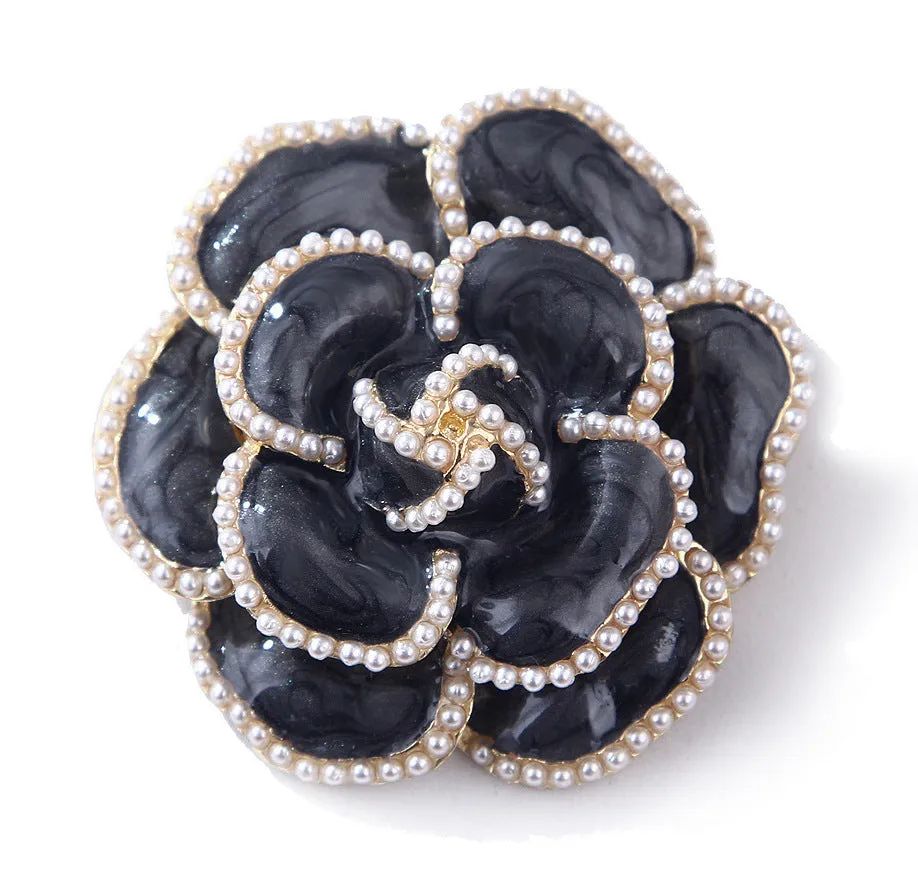 SB337 - Retro Camellia Pearl Brooch