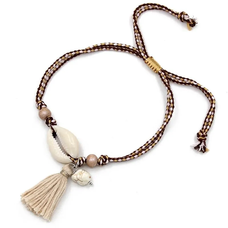 Shell Tassel Anklet for Women Girls Foot Jewelry Sandals Bracelet