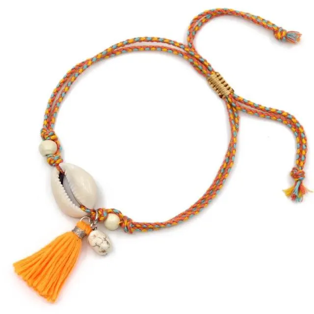 Shell Tassel Anklet for Women Girls Foot Jewelry Sandals Bracelet