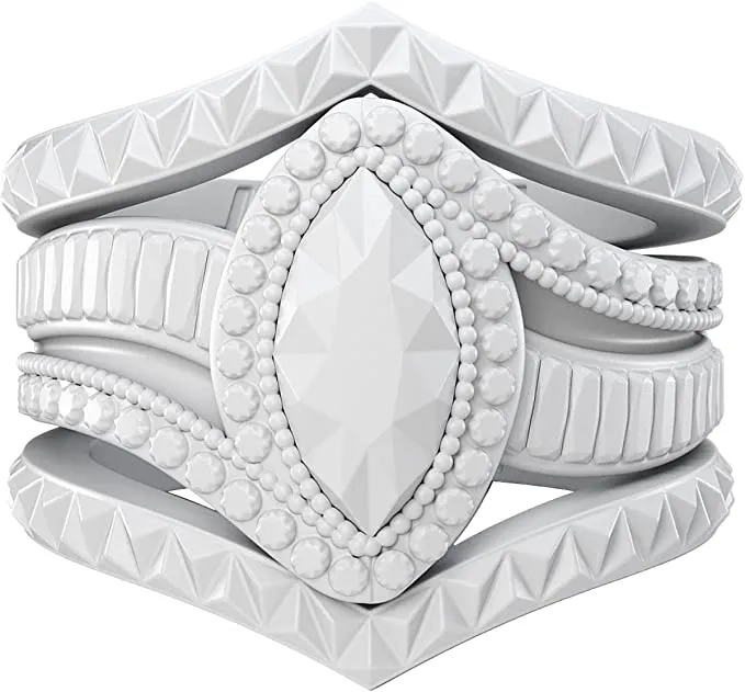 Silicone Rings for Women - Marquise with 2 Stackable Rings