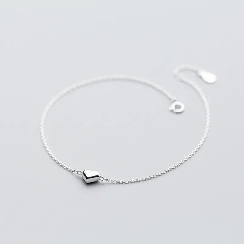 Silver Anklet Women's Heart-shaped Sweet Love Foot Jewelry