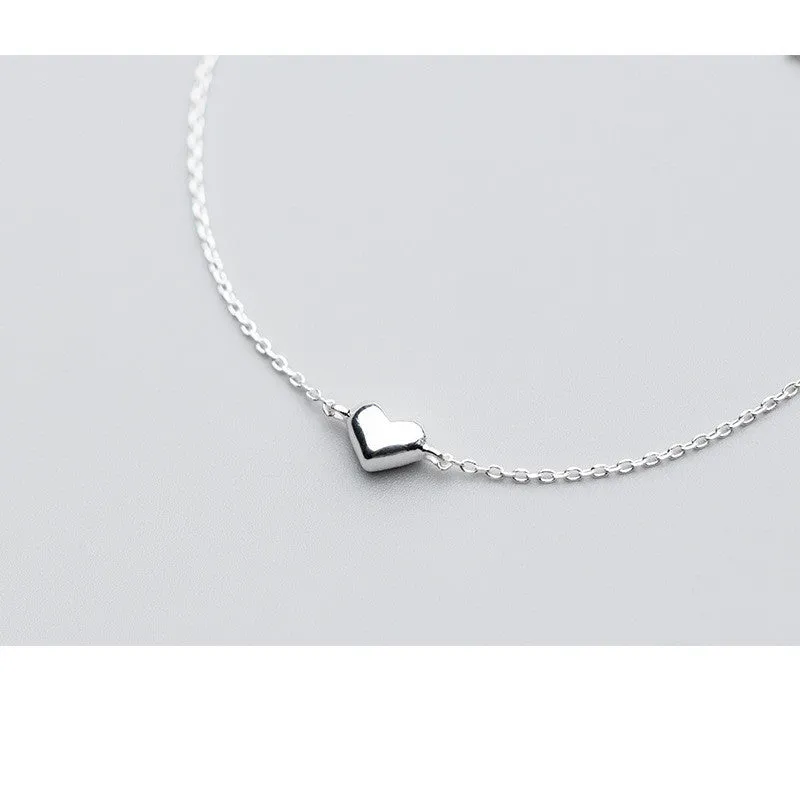 Silver Anklet Women's Heart-shaped Sweet Love Foot Jewelry
