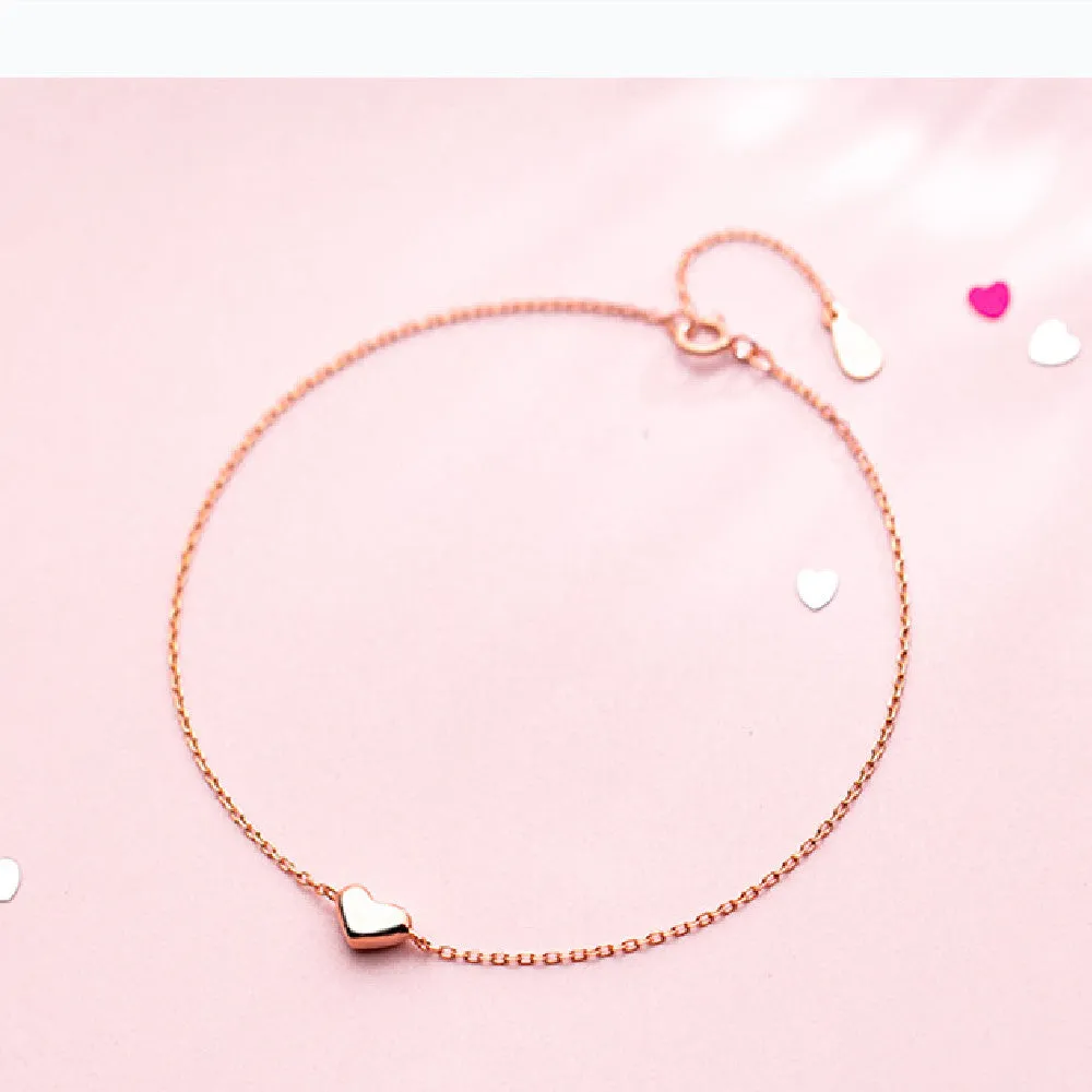 Silver Anklet Women's Heart-shaped Sweet Love Foot Jewelry