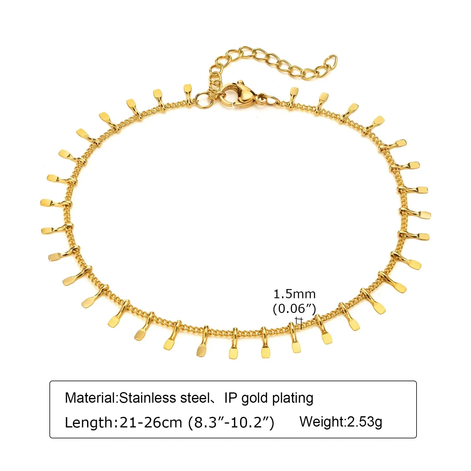 Stainless Steel Dangle Anklet for Women Fringe Chain Anklet Jewelry