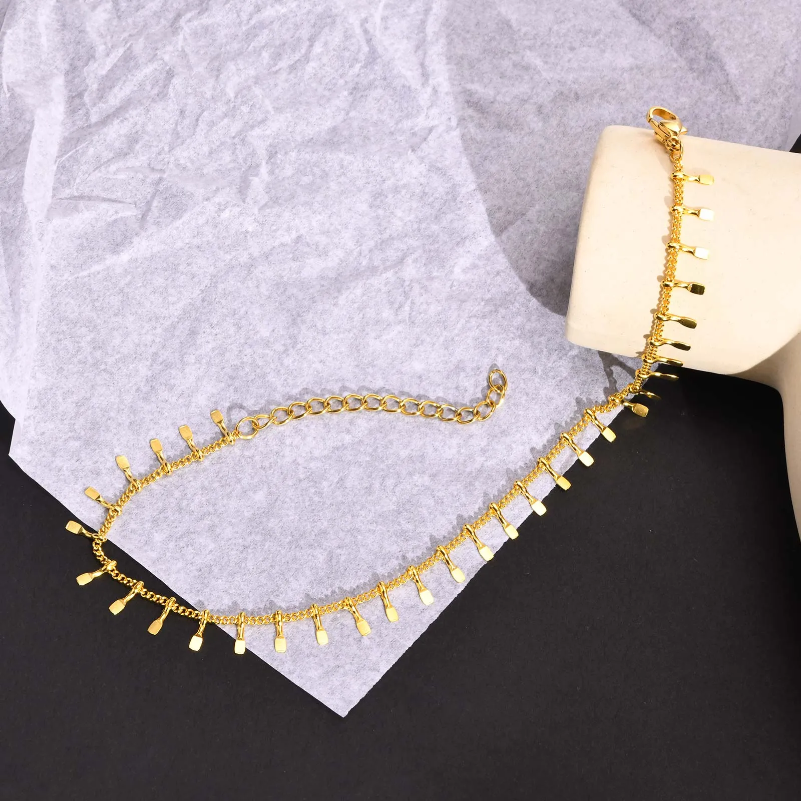 Stainless Steel Dangle Anklet for Women Fringe Chain Anklet Jewelry