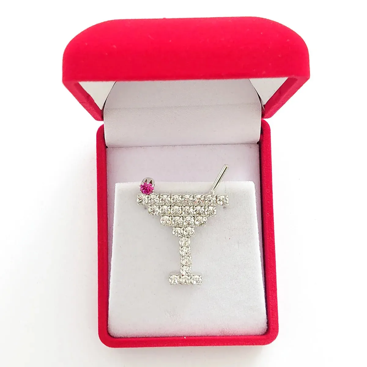 Swarovski Crystals Martini Glass Lapel Brooch