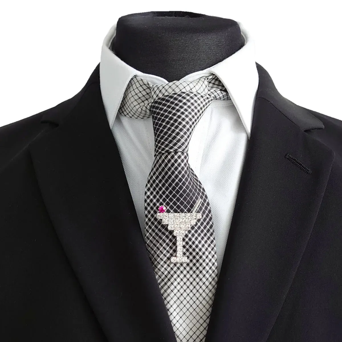 Swarovski Crystals Martini Glass Lapel Brooch