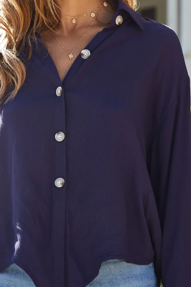 Time To Run Crop Top Navy