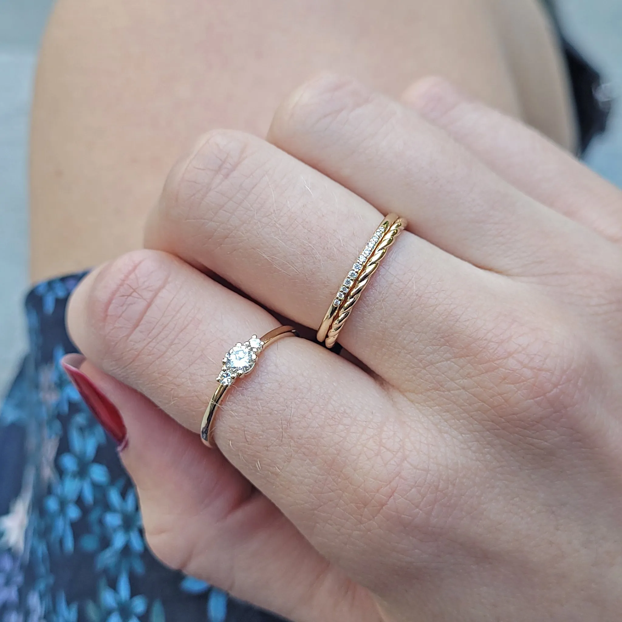 Twisted Gold Wedding Band Stacking Ring