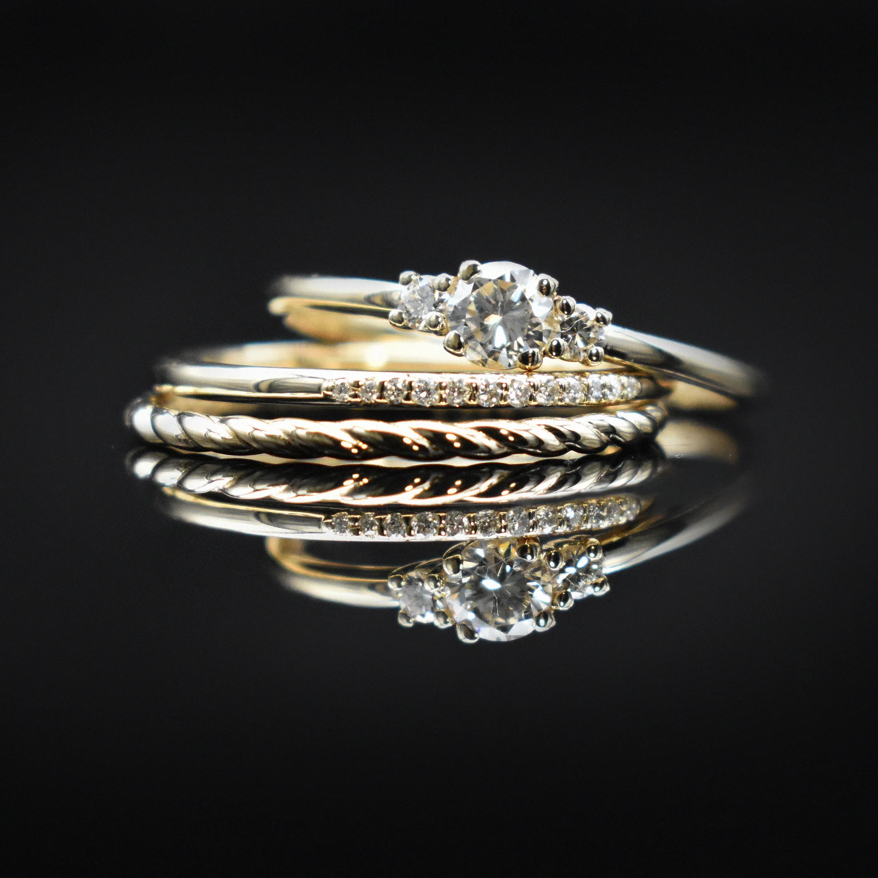 Twisted Gold Wedding Band Stacking Ring