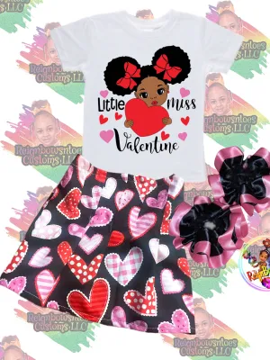 Valentine’s Day skirt set, Pleated skirt set. Little miss valentines.