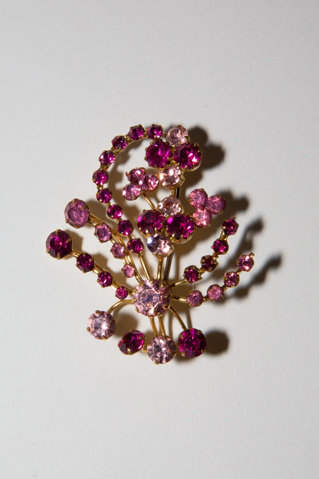 Vintage 1950s Pink Crystal Brooch