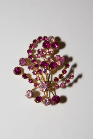 Vintage 1950s Pink Crystal Brooch