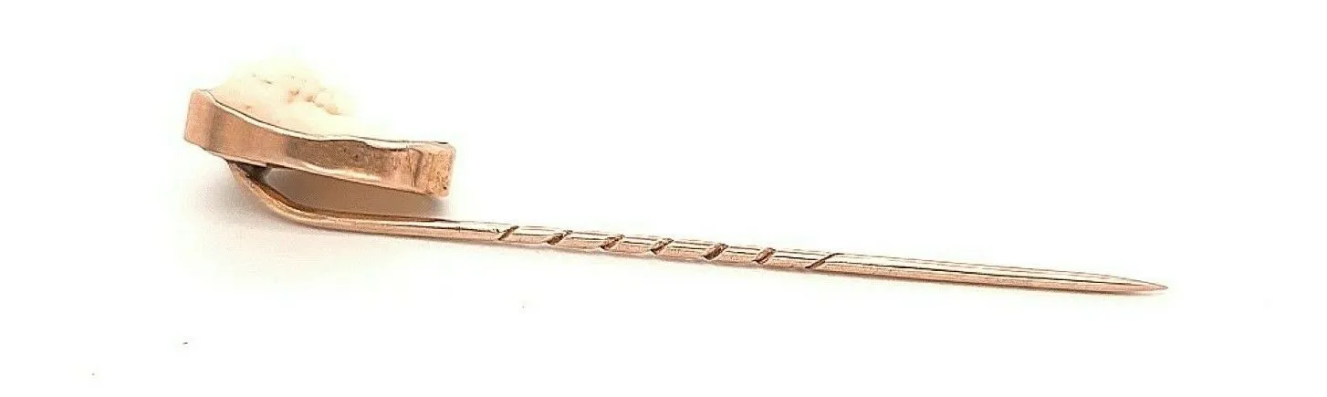 Vintage 9ct Yellow Gold & Cameo Pin Hat/Lapel/Tie Pin fine Jewellery