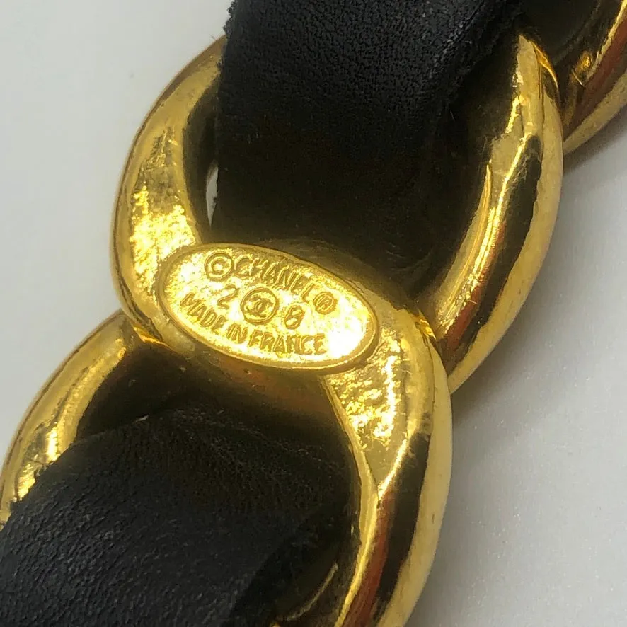 Vintage Chanel Wide Leather Weave Belt with Swag