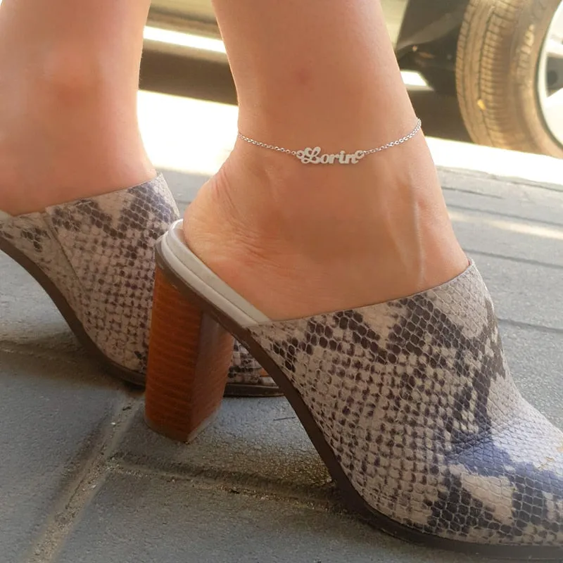 Women Fashion Personalized Name Anklet Leg Jewelry Stainless Steel Customized Nameplate Feet Chain Daily Wearing Accessories