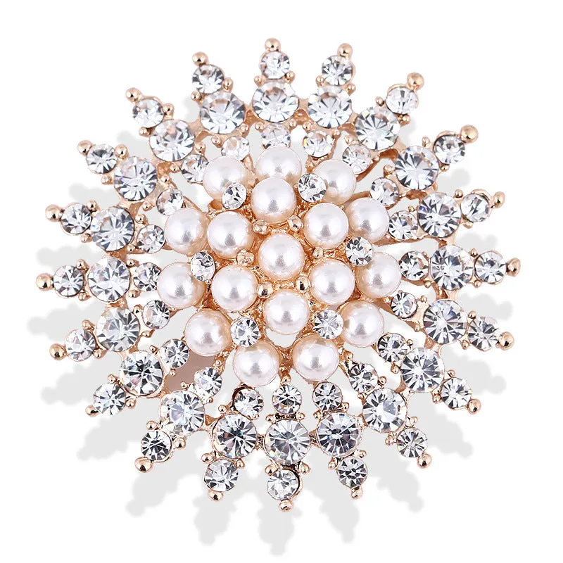 XSB076 - Elegant Pearl Floral Brooch